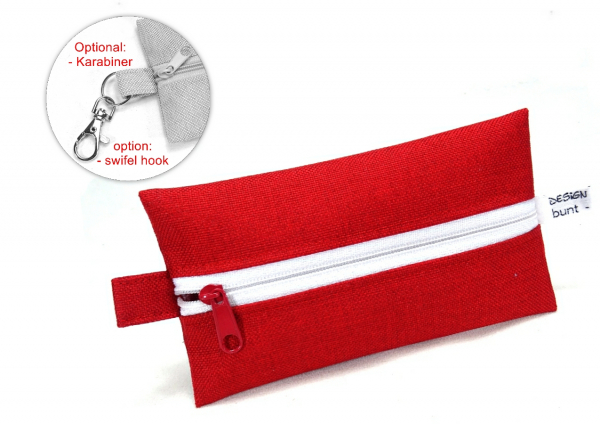 Täschchen ROT rubinrot, Reißverschluß Karabiner, TaTüTa Inhalator Kosmetik, BuntMixxDESIGN